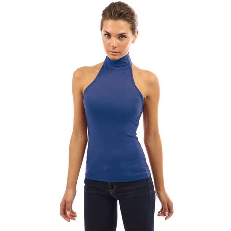 womens sexy open back sleeveless turtleneck halter blouse shirt top clubwear new ebay