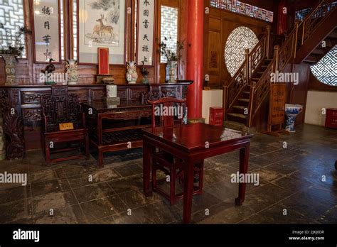 The Interior Of An Oriental Chinese Style Building Stock Photo Alamy