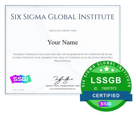 Green Belt Certification Lean Six Sigma Training Online Ssgi