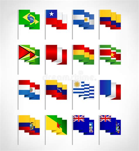 Flags Of South America Countries Stock Vector Illustration Of Outline