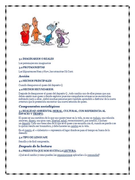 Ficha Comprension Obra QUIEN SE HA LLEVADO MI QUESO | PDF | Temor | Cuentos