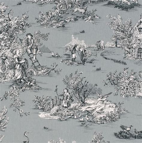 York designer series, schumacher, cole & son, magnolia home Pastoral Toile de Jouy Fabric in Grey | Toile de jouy ...