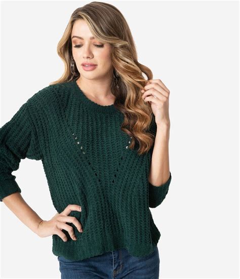 Emerald Green Chunky Knit Sweater In 2020 Chunky Knits Sweater