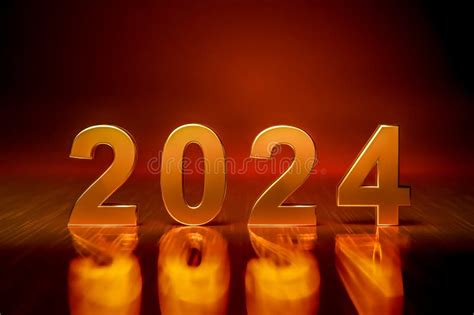 2024 Happy New Year Concept Numbers 2024 On Dark Glowing Background