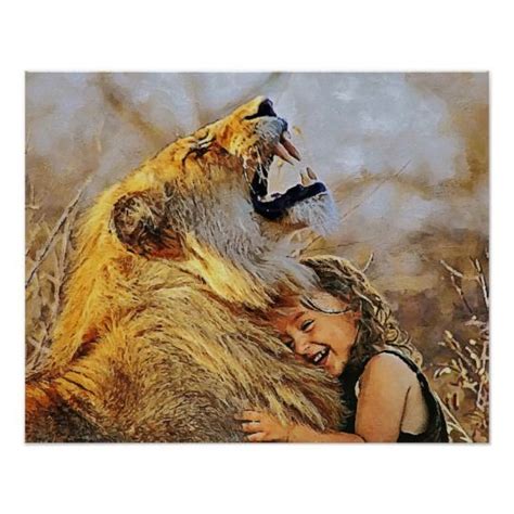 Girl Hugging Lion Art Wall For Decorate Poster In 2021