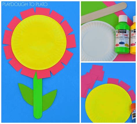 Paper Plate Flower Craft For Kids Flower Crafts Kids Fathers Day