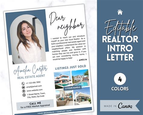 Realtor Introduction Letter Real Estate Agent Template New Etsy Australia