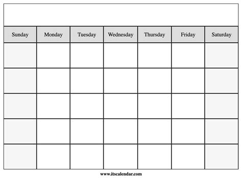 Blank Monthly Calender ⋆ Calendar For Planning