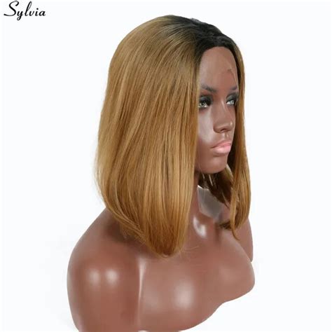 Sylvia Synthetic Hair Honey Blonde Ombre Lace Front Bob Wig For Women