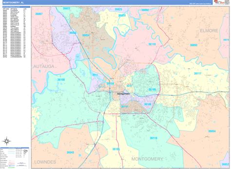 Montgomery Alabama Zip Code Maps Color Cast