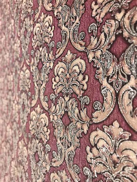 V303 02 Wallpaper Maroon Burgundy Beige Gold Wall Coverings Victorian