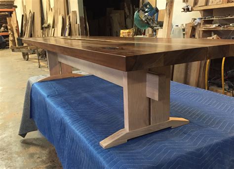 Out of stock for shipping. Ballard Coffee Table- 6 piece walnut top with custom white ...
