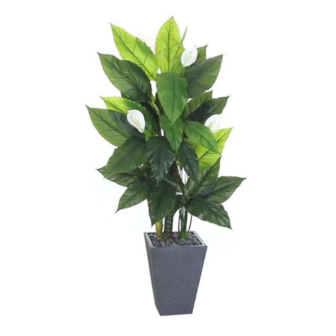 63 Spathyfillum Artificial Plant In Slate Planter Real Touch