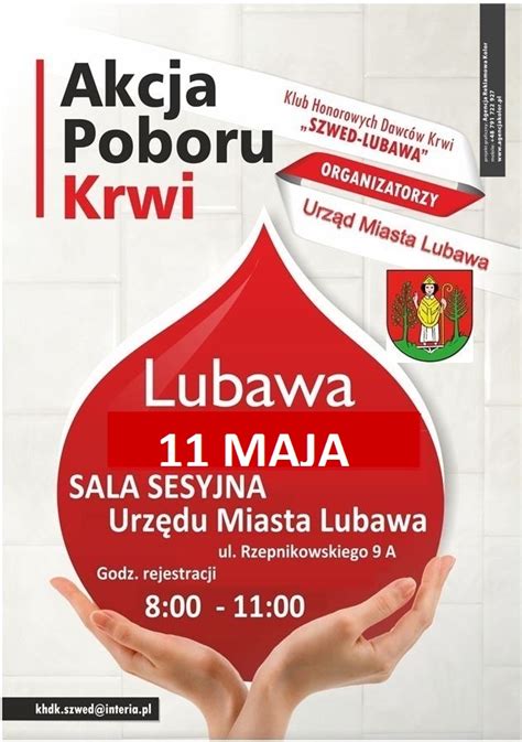 До конца года остаётся 234 дня. AKCJA POBORU KRWI - 11 MAJA - lubawa.pl | Miasto Lubawa
