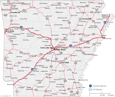 Arkansas Big Cities Map