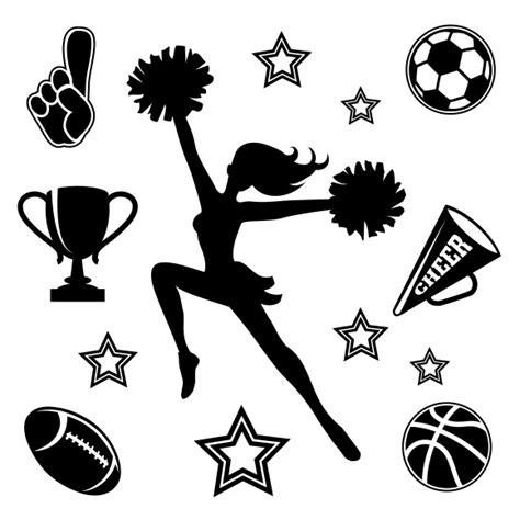 Young Cheerleader With Icons ~ Icons On Creative Market