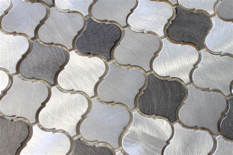 Uptown Brushed Aluminum Arabesque Mosaic Tiles Rocky Point Tile