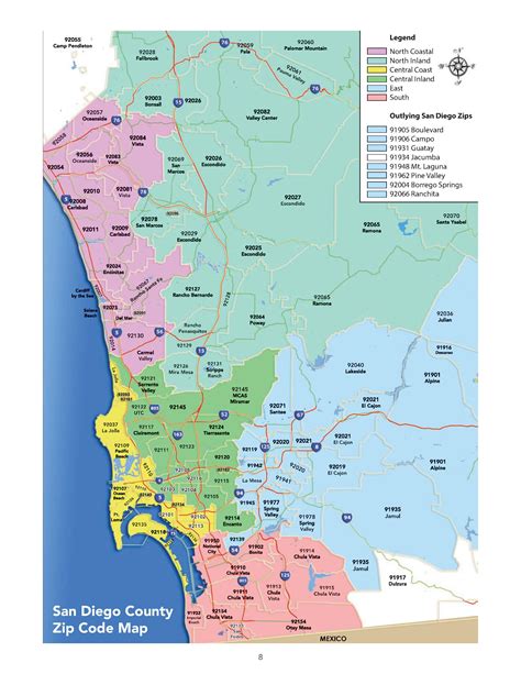 San Diego County Zip Code Map Coastal Zip Codes Colorized Otto Maps Images