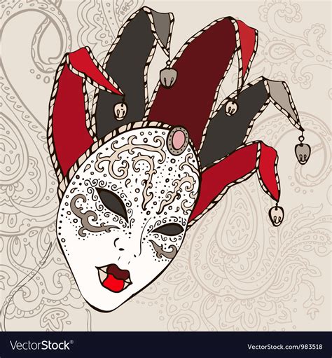 Hand Drawn Venetian Carnival Mask Royalty Free Vector Image