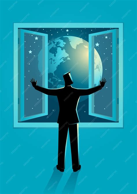 Premium Vector Vector Illustration Of A Man Opening The Window To See