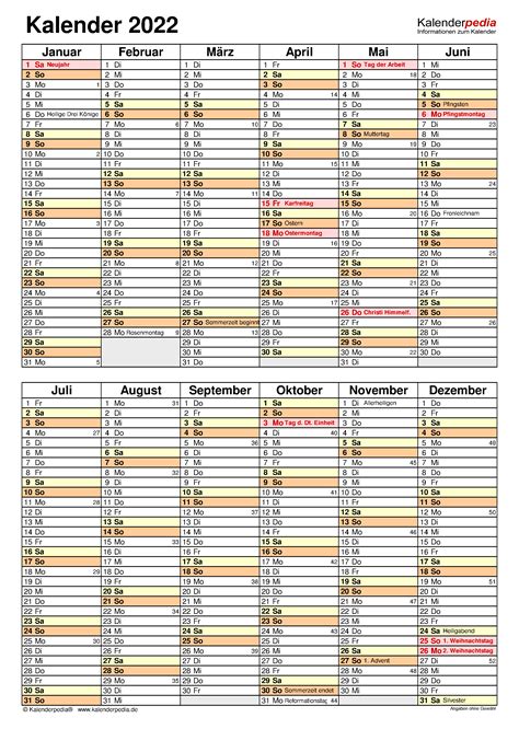 Kalender 2022 Zum Ausdrucken In Excel 19 Vorlagen Kostenlos