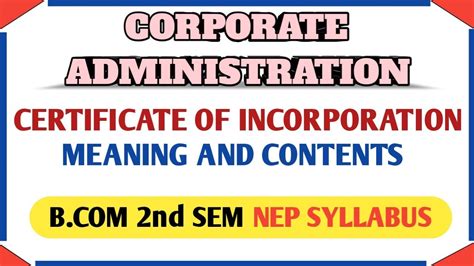 Certificate Of Incorporation Meaning And Contents For Bcom 2nd Sem
