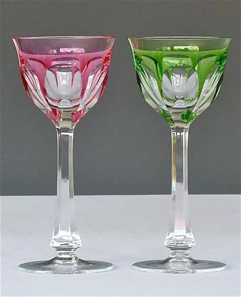 Set Of Six Moser Crystal Cut Wine Glasses Stemware Saint Louis Baccarat Style For Sale At 1stdibs