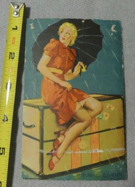 Vintage 1940s Mutoscope Glamour Girls Pin Up Card Disturbing Elements