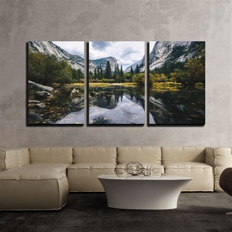 Wall26 3 Piece Canvas Wall Art Mountain Landscape With Lake
