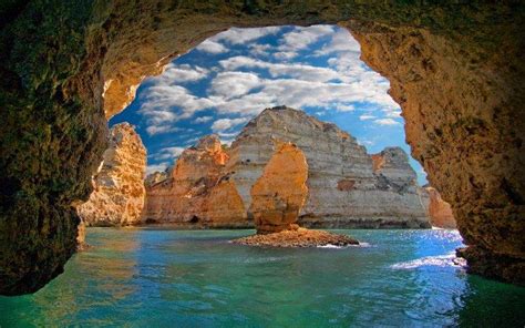 Nature Landscape Cave Sea Island Clouds Portugal Erosion Water Wallpapers Hd Desktop