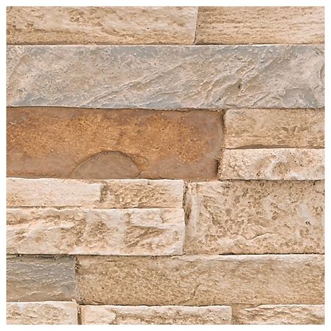 Sample Faux Stacked Stone Wall Panel Almond Traditional Wall