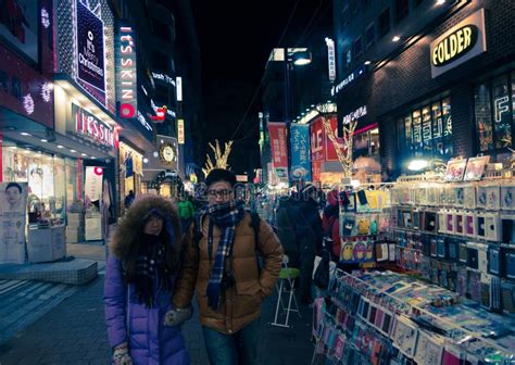 People Walk Around Shopping Street In Seoul South Korea Editorial