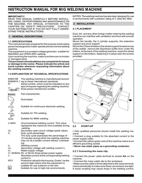 Instruction Manual For Mig Welding Machine