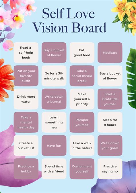 Buy Self Love Vision Board Printable Poster Self Care Bingo Online In