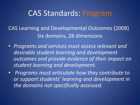 Ppt Cas Assessment Using Student Learning Outcomes To Transform