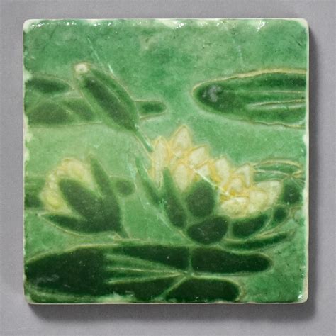 Grueby Faience Lily Pad Tile By The Painted Lily Philadelphia Museum