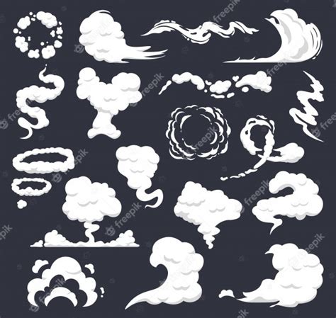 Premium Vector | Cartoon smoke. comic clouds, steaming smoke flows, steam explosion cloud. dust ...