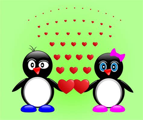 Cartoon Of Cute Penguins In Love Illustrations Royalty Free Vector