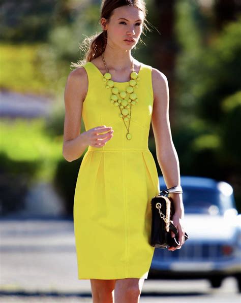 Yellow Dress And Yellow Jewelry Neon Dresses Fashion Yellow Fashion