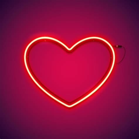 Premium Vector Red Romantic Neon Heart