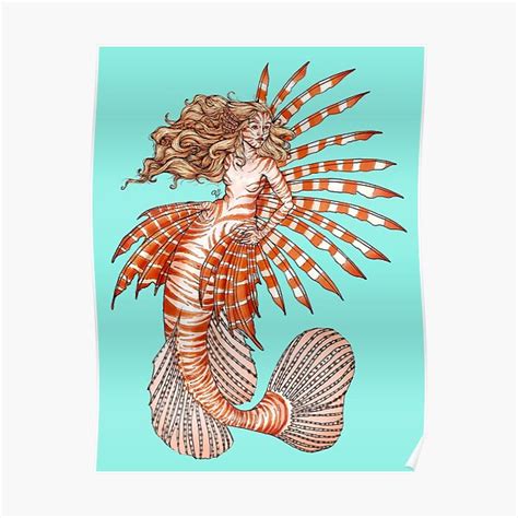 Lionfish Mermaid Poster By Alissa H Redbubble