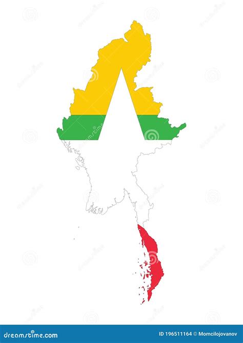 Flag Map Of Myanmar Stock Vector Illustration Of Labeled 196511164