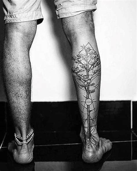 50 Geometric Leg Tattoos For Men Masculine Design Ideas Back Of Leg