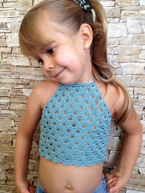 Crochet Bébé Bébé Bébé Top Bleu Ouvert Les Enfants Top Vêtements De