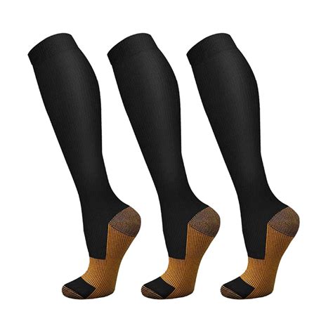 3 Pairs Copper Compression Socks For Men Women 20 30 Mmhg Knee High
