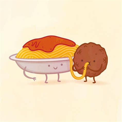 Spaghetti And Meatball By Philip Tseng En 2019 Comida Graciosa