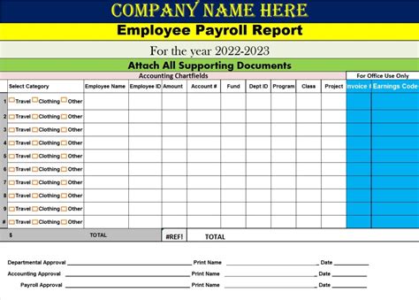 Payroll Report Templates Excel Word Template
