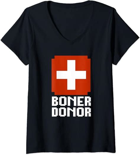 Womens Boner Donor Halloween Funny Medical Costume V Neck T Shirt Clothing Shoes