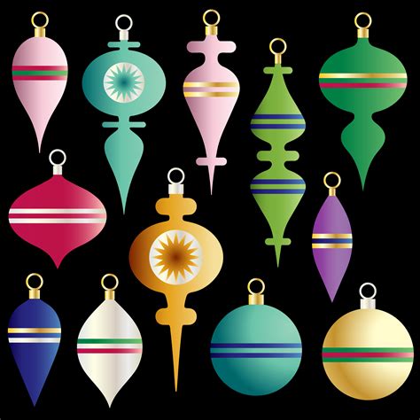 Christmas Colorful Ornaments Vector Clipart Set 341522 Vector Art At