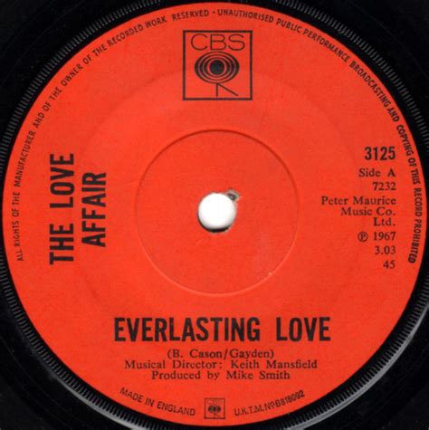 The Love Affair Everlasting Love 1967 Solid Centre Vinyl Discogs